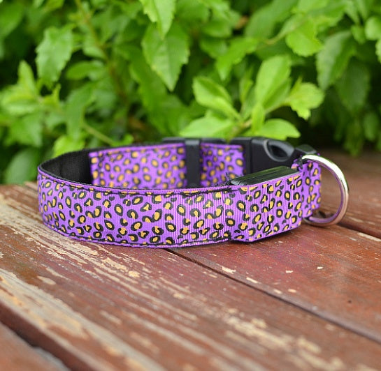 LED Dog Collar Safety Adjustable Nylon Leopard Pet Collar - Snoopy Doo