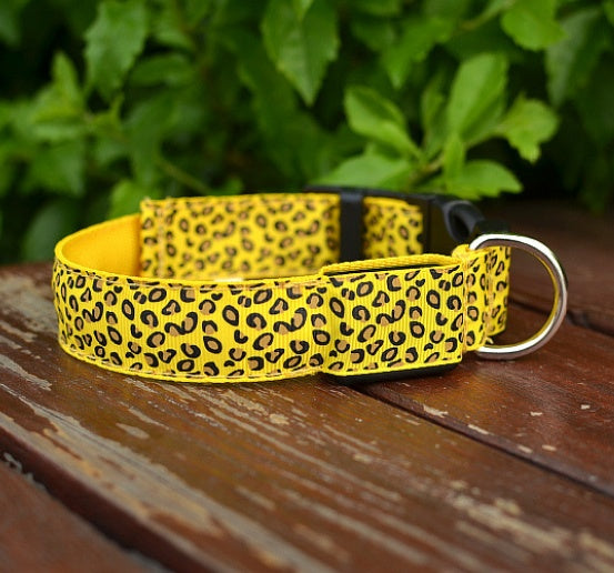 LED Dog Collar Safety Adjustable Nylon Leopard Pet Collar - Snoopy Doo