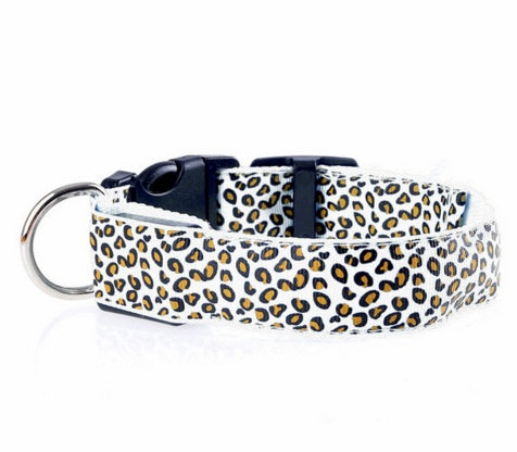 LED Dog Collar Safety Adjustable Nylon Leopard Pet Collar - Snoopy Doo