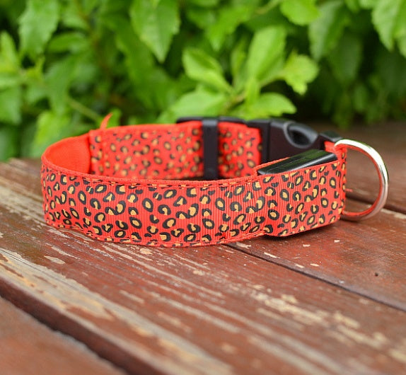 LED Dog Collar Safety Adjustable Nylon Leopard Pet Collar - Snoopy Doo