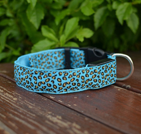 LED Dog Collar Safety Adjustable Nylon Leopard Pet Collar - Snoopy Doo