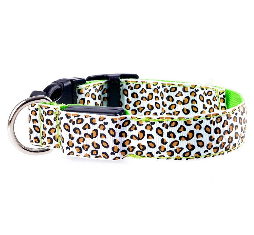 LED Dog Collar Safety Adjustable Nylon Leopard Pet Collar - Snoopy Doo