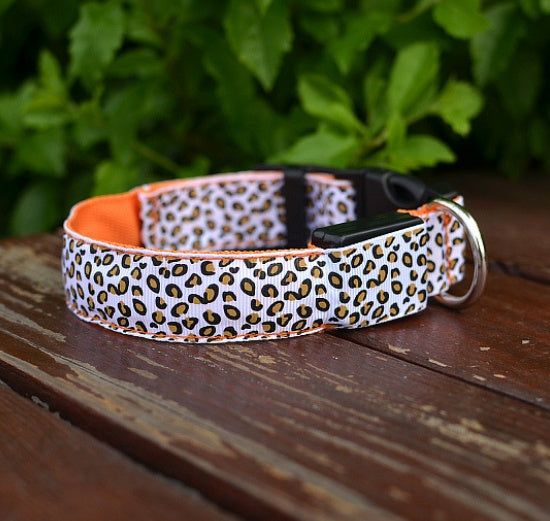 LED Dog Collar Safety Adjustable Nylon Leopard Pet Collar - Snoopy Doo